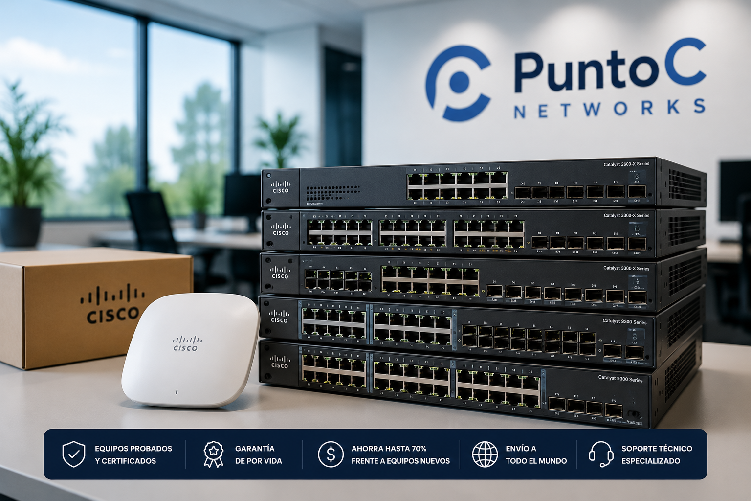 Switches y equipos Cisco reacondicionados para redes empresariales